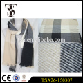 2016 new design cheap big checked gridient color twill woven acrylic scarf